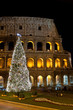 Coliseum and Christmas Tree in Rome, Italy