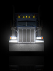 Wall Mural - Truck front Peterbilt in the dark with headlights.