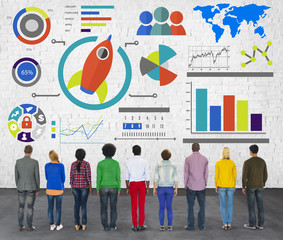 Sticker - New Business Chart Innovation Teamwork Global Business Concept