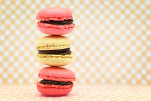Traditional French Colorful Macaroons On Retro Background