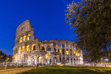 Wall Mural - Colosseum at night in Rome, Italy