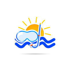 Wall Mural - sun icon with dive mask color vector