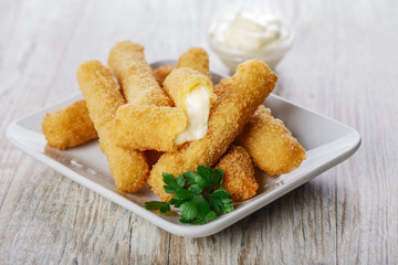 fried mozzarella cheese sticks breaded