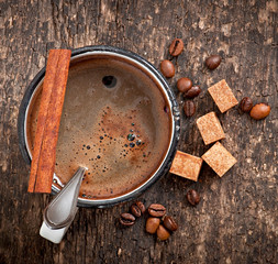 Wall Mural - cup with coffee, breakfast coffee