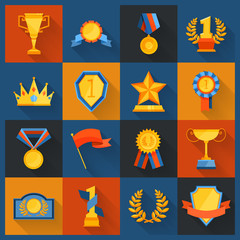 Poster - Award icons set flat