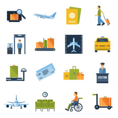 Wall Mural - Airport Icons Flat