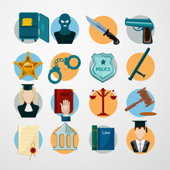 Sticker - Law Icons Flat