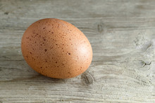 Brown Egg On Old Gray Wood