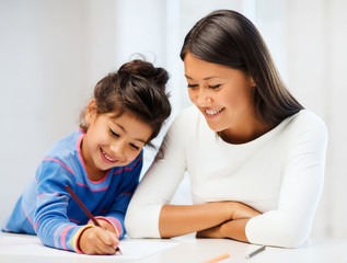 Wall Mural - mother and daughter drawing