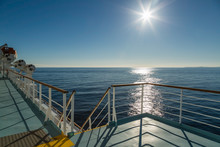 Deck Of Mediterranean Ferry Heading Towards The Sun