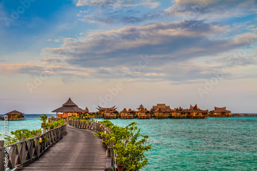 Fotografía Water bungalows at Mabul Island - Borneo, Malaysia