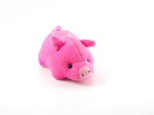 Cute Pink Pig Doll Isolated On White Background