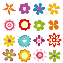 Colorful Spring Flowers Vector Illustration