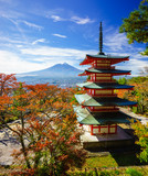 Fototapeta  - Mt. Fuji with Chureito Pagoda, Fujiyoshida, Japan
