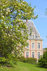 Canvas Print - Old mansion on green hill