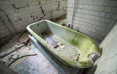 Poster - old tub in preventive clinic Solnechny in Pripyat ghost town