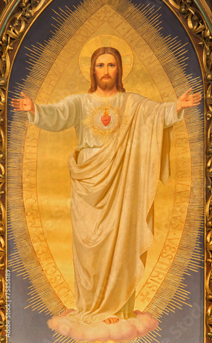 Board z aluminiowym obramowaniem Wiedeń - serce Jezusa maluje na ołtarzu kościoła sacre coeur