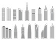 Gray or black shape of skyscrapers on white background