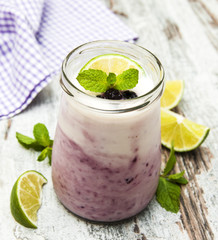 Poster - fresh fruit yoghurt with blackberries