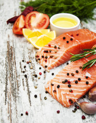 Wall Mural - portions of fresh salmon fillet