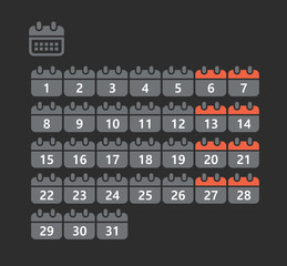Poster - Different styles of calendar web icons collection