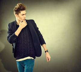 Wall Mural - Fashion young model man portrait. Handsome guy