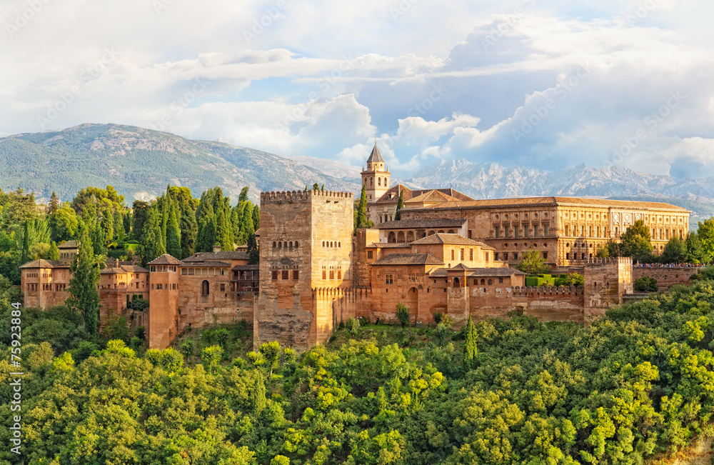ancient arabic fortress of Alhambra, Granada, Spain - obrazy, fototapety, plakaty 