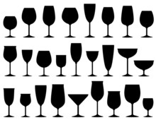 Set Of Isolated Wine And Dessert Glasses