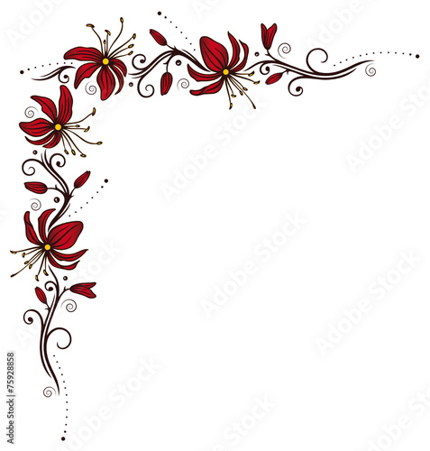 Ranke mit filigranen Blüten. Rot, braun. – kaufen Sie diese