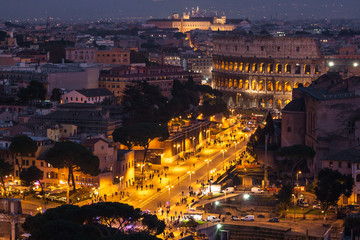 Wall Mural - Cityscape of Rome at night.