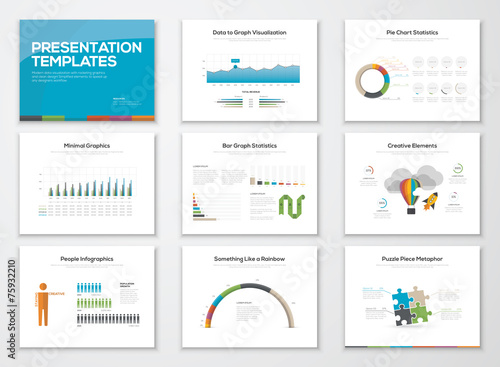 Fotografie, Obraz Presentation slide templates and business vector brochures