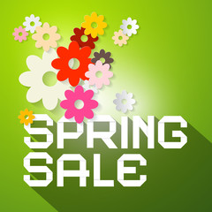 Sticker - Spring Sale Vector Illustration with Colorful Paper Cut Flowers