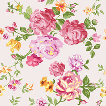 Seamless Flower Background - In Vector