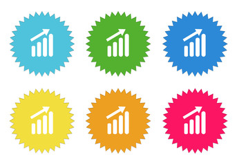 Wall Mural - set of colorful stickers icons with success symbol