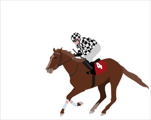 Wall Mural - jockey riding race horse illustration - vector