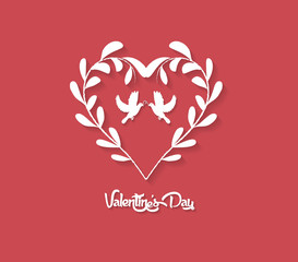 Wall Mural - valentines day Floral Heart on Red Background