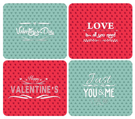 Wall Mural - set happy valentines day and weeding cards