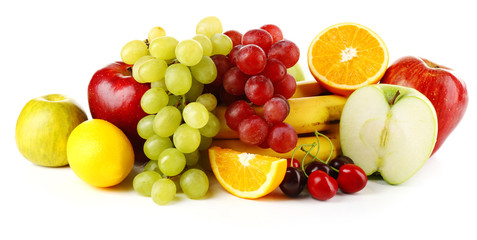 Wall Mural - Ripe fruits isolated on white background