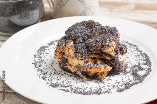 Poppy Seed Bread On White Plate Hungarian Traditional Dessert