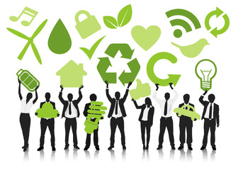 Wall Mural - People Bissiness Green Icons Recycle Reduce Reuse Concept