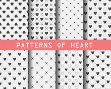 Black And White Heart Seamless Patterns