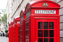 Traditional Red Telephone Booths In London