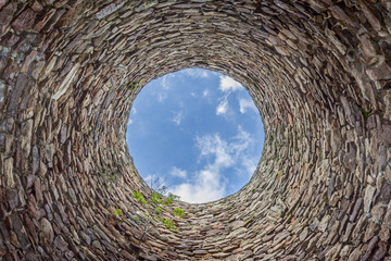 inside of old industrial chimney