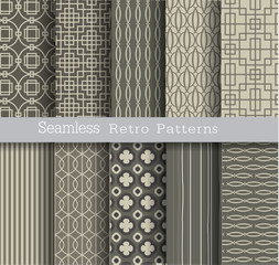 Wall Mural - set seamless pattern retro.vector illustartion