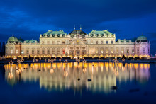 Palace Belvedere With Christmas Market In Vienna, Austria