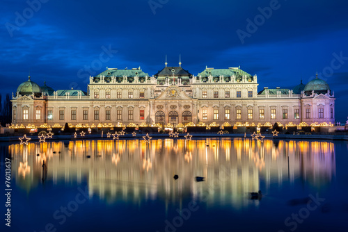 Palace Belvedere with Christmas Market in Vienna, Austria Poster