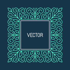 Aufkleber - Vector floral frame with in line style