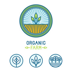 Aufkleber - Vector agriculture and organic farm line logos