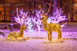 Новогоднее световое украшение города - животные и деревья