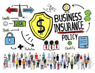 Wall Mural - Multiethnic Crowd People Safety Risk Business Insurance Concept